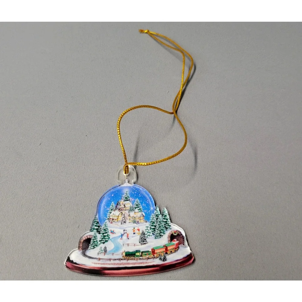 Christmas Snow Globe Village Train Ornament Mini Holiday Winter Scene Tree Decor